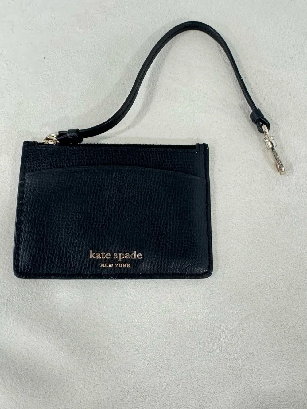 Kate Spade Leila Pebbled Leather Card Case Wristlet Black